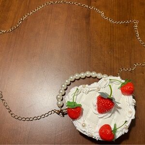 Strawberry Heart-Shaped Handbag with Chain